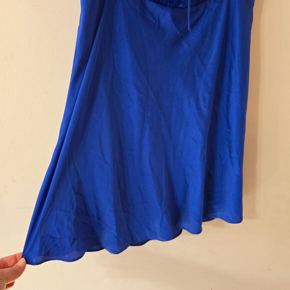 NWT ASTR the Label Satin Tie Front Blue Tank Mini Dress Sexy Short Size L Large - Picture 4 of 9